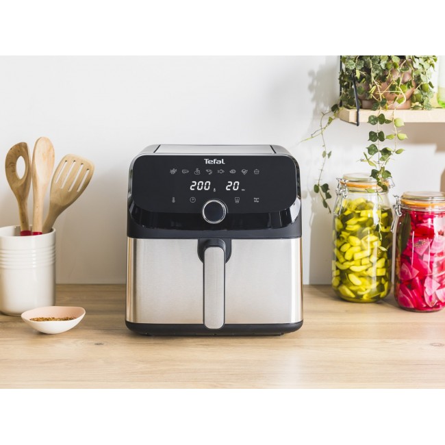 Tefal Easy Fry Mega EY855D10 fryer Single 7.5 L Stand-alone 2020 W Hot air fryer Black, Stainless steel Tefal Easy Fry Mega EY855D10 fryer Single 7.5 L Stand-alone 2020 W Hot air fryer Black, Stainless steel