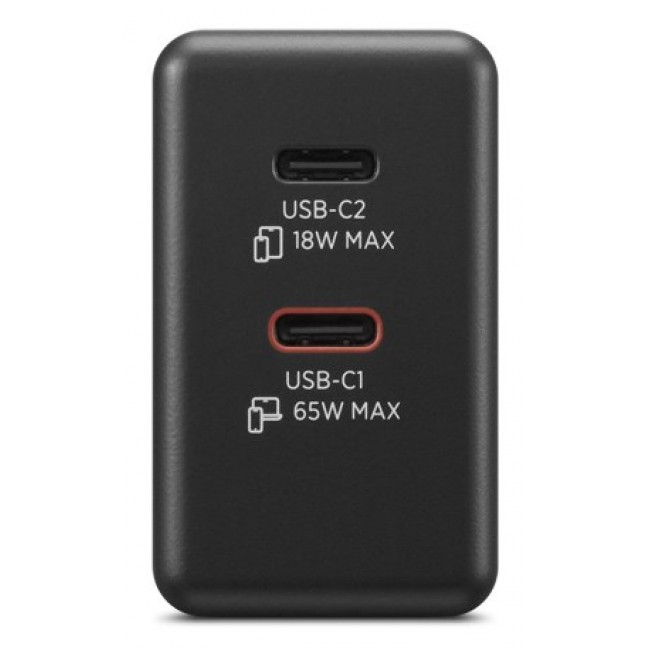 Lenovo Dual USB-C 65W GaN Charger Universal Black AC Indoor