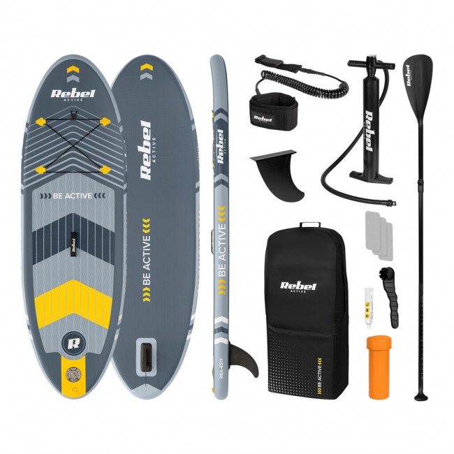 REBEL ACTIVE SMALL INFLATABLE SUP BOARD GRAY RBA-4511 REBEL ACTIVE SMALL INFLATABLE SUP BOARD GRAY RBA-4511