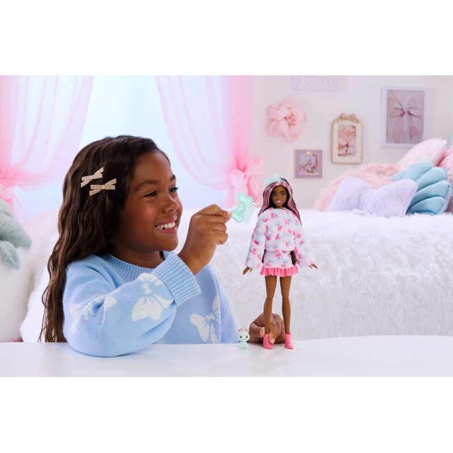 Barbie Cutie Reveal Doll & Accessories, Cuddly Series Bunny with 10 Surprises