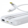 Baseus Lipow Power Bank 10000mAh 22.5W with Two Built-in Cables (with Baseus Simple USB-A - USB-C 3A 20cm Cable) - White