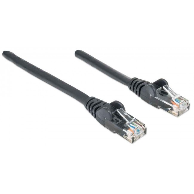 Intellinet Network Patch Cable, Cat6, 3m, Black, CCA, U/UTP, PVC, RJ45, Gold Plated Contacts, Snagless, Booted, Lifetime Warranty, Polybag