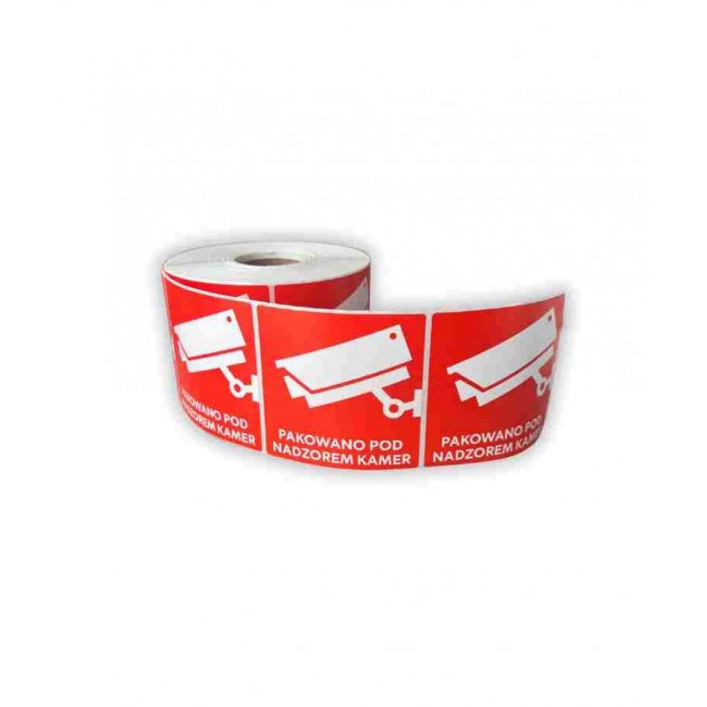 BSTech Self-adhesive label Packed under camera surveillance 80x80 mm 1000 pcs.