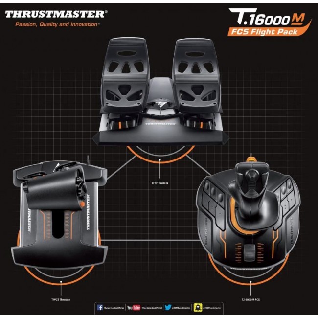 Thrustmaster T-16000M FCS Flight Pack Black USB Joystick Analogue / Digital MAC, PC Thrustmaster T-16000M FCS Flight Pack Black USB Joystick Analogue / Digital MAC, PC
