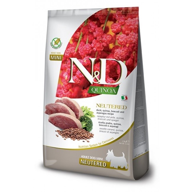 FARMINA N&D Quinoa Dog Duck, Broccoli, Asparagus Neutered Adult Mini - dry dog food - 2.5 kg FARMINA N&D Quinoa Dog Duck, Broccoli, Asparagus Neutered Adult Mini - dry dog food - 2.5 kg