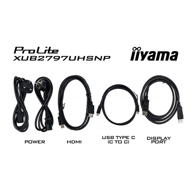 iiyama ProLite 27 4K IPS technology panel with RJ45 (LAN), KVM Switch and USB-C Dock with 96W power delivery