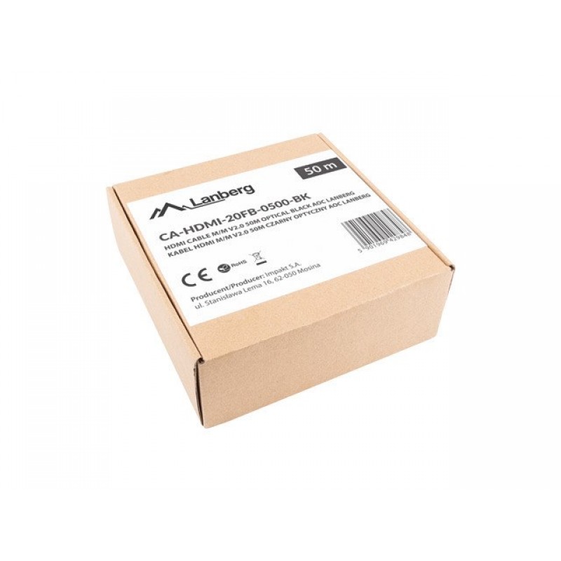 Lanberg CA-HDMI-20FB-0500-BK optical cable HDMI M/M 50m v2.0 4K AOC Lanberg CA-HDMI-20FB-0500-BK optical cable HDMI M/M 50m v2.0 4K AOC
