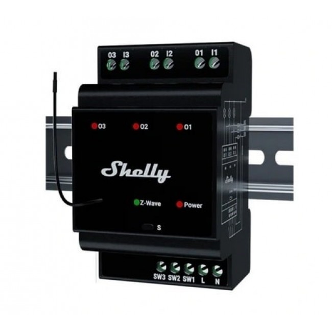 Shelly Qubino Wave Pro 3 3-channel Din Z-wave Bus Relay Shelly Qubino Wave Pro 3 3-channel Din Z-wave Bus Relay