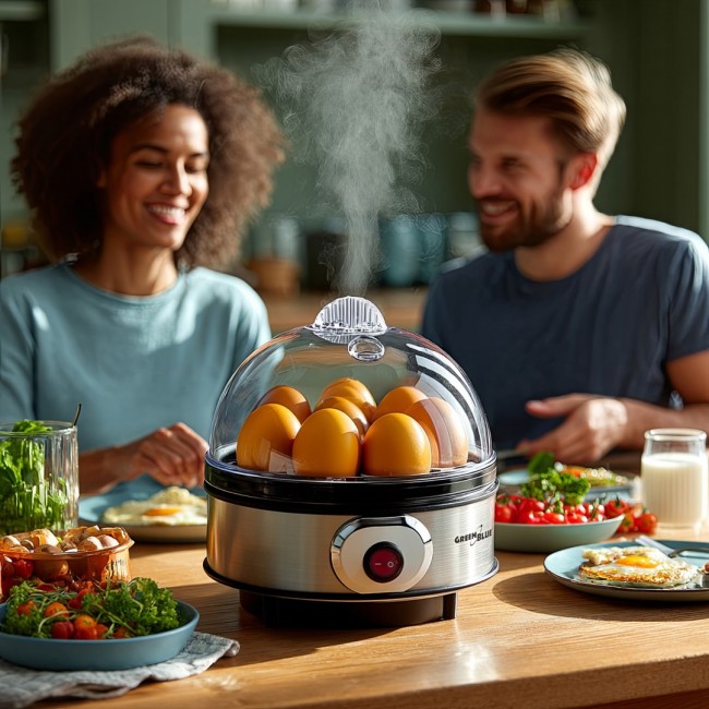 GreenBlue automatic egg cooker, 400W power, up to 7 eggs, measuring cup, 220-240V~, 50 Hz, GB572