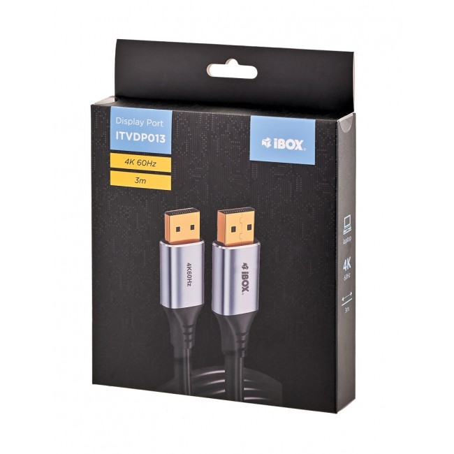 iBox ITVDP013 DisplayPort cable 4K 60Hz gold plug 3 m