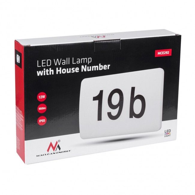 Maclean LED lamp, house number, with twilight sensor, white, 12W, IP65, neutral (4000K), 950lm, MCE292 W