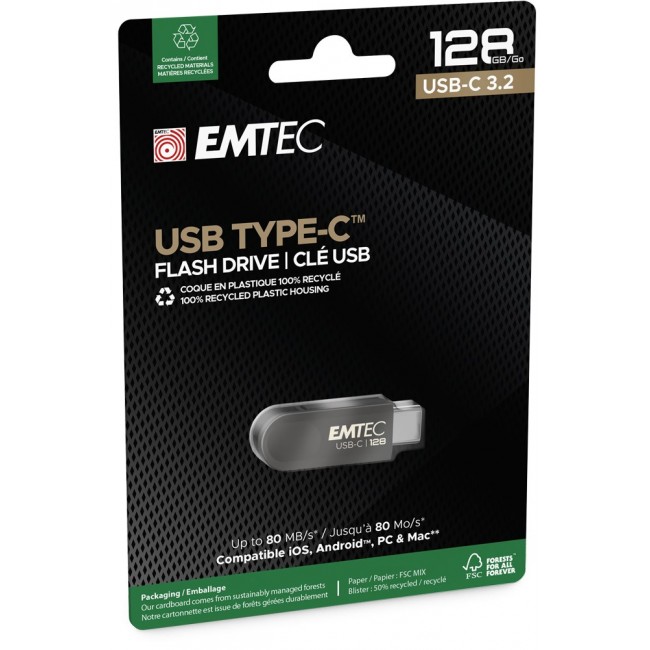 Emtec C280 USB flash drive 128 GB USB Type-C 3.2 Gen 1 (3.1 Gen 1) Black