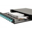 Equip 12-Port Fiber Optic Splice Box, LC Duplex, OM3, 1U, Equipped, Black