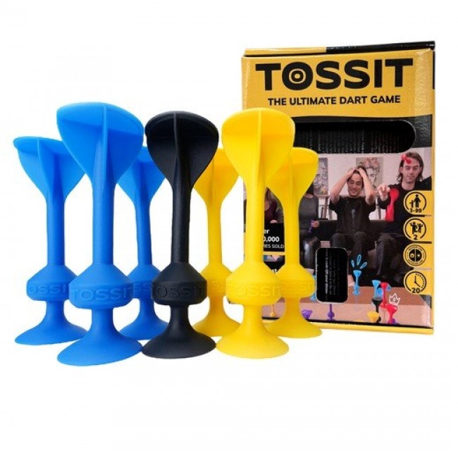 Dart game with silicone suction cups TOSSIT Starter Set blue and yellow