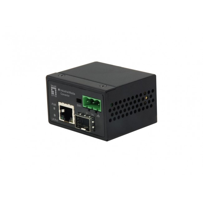 LevelOne RJ45 to SFP Fast Ethernet Industrial Media Converter, -40 C to 75 C