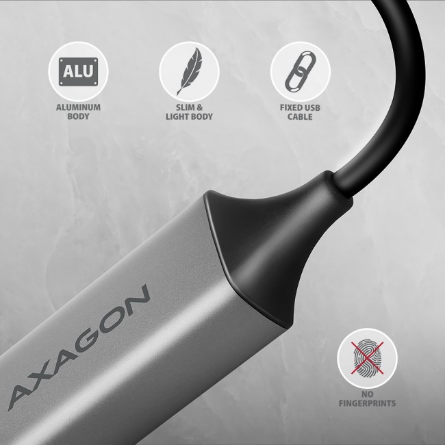 AXAGON ADE-TXCA Gigabit Ethernet Adapter, USB-C + USB-A - Titanium Grey AXAGON ADE-TXCA Gigabit Ethernet Adapter, USB-C + USB-A - Titanium Grey