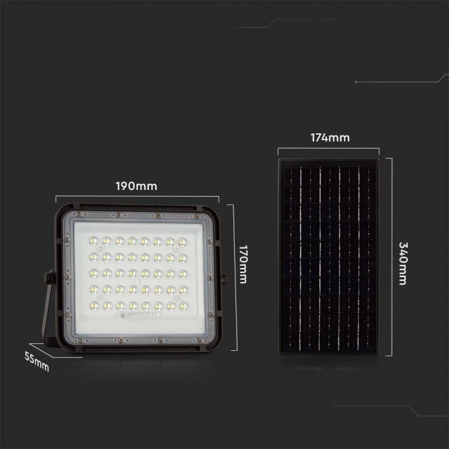 Solar LED projector V-TAC 10W Remote, AUTO, Timer, IP65 Black VT-80W 4000K 800lm Solar LED projector V-TAC 10W Remote, AUTO, Timer, IP65 Black VT-80W 4000K 800lm