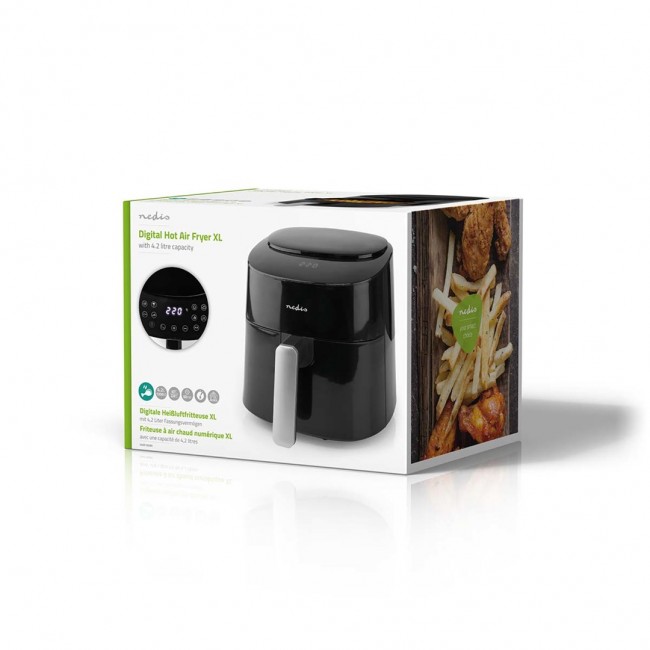 Nedis KAAF160BK fryer Single 4.2 L Stand-alone 1300 W Hot air fryer Black Nedis KAAF160BK fryer Single 4.2 L Stand-alone 1300 W Hot air fryer Black