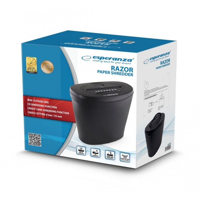 Esperanza EN103 paper shredder 22 cm Black