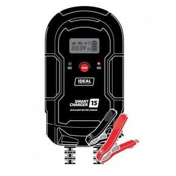 Battery Charger SMART CHARGE 15 LCD, charging voltage: 12/24V IDEAL, charging current: 8/15A, supply voltage: 230V, type of battery: AGM/GEL/MF/WEL