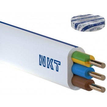 Flat installation cable 450/750V class 1 YDYP 3X1.5 O NKT white