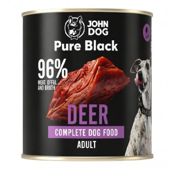 JOHN DOG Pure Black Mono deer - wet dog food - 800g