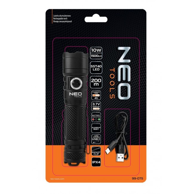 USB C 1500 lm SST40 LED Rechargeable Flashlight USB C 1500 lm SST40 LED Rechargeable Flashlight