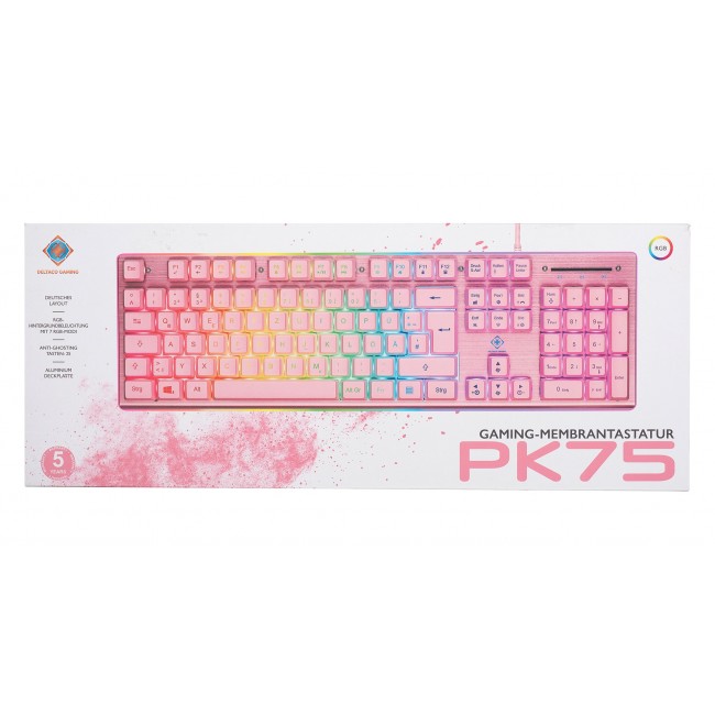Deltaco Gaming GAM-021-RGB-P-DE keyboard USB QWERTZ German Pink