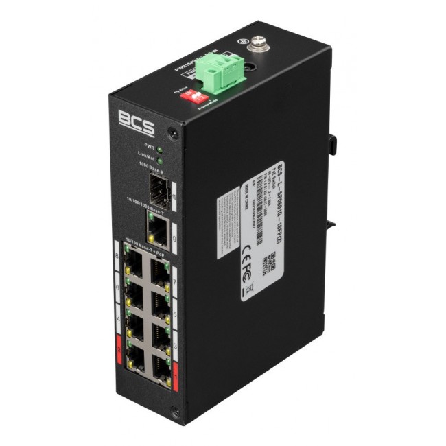 BCS BCS-L-SP0801G-1SFP(II) Fast Ethernet (10/100) Power over Ethernet (PoE) DIN rail Black BCS BCS-L-SP0801G-1SFP(II) Fast Ethernet (10/100) Power over Ethernet (PoE) DIN rail Black