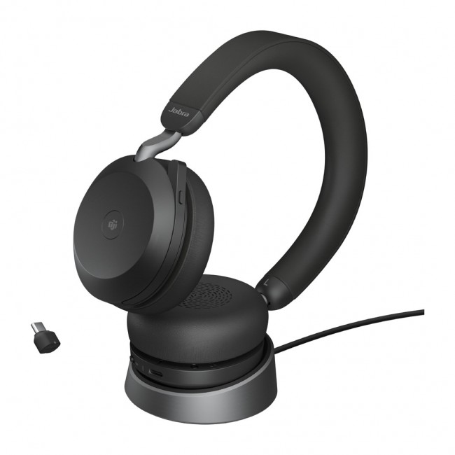 Jabra Evolve2 75 Headset Wired and Wireless Headband Calls/music USB Type-C Bluetooth Charging stand Black