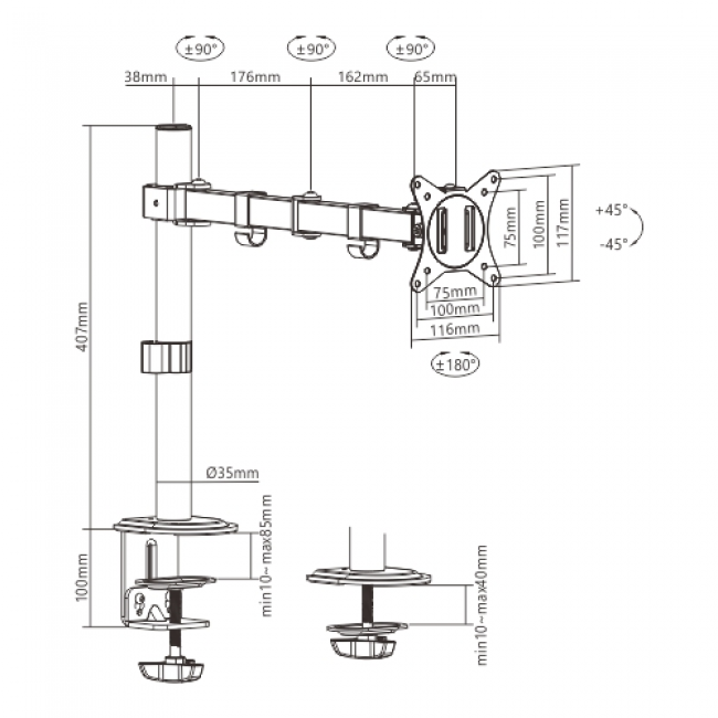 Gembird MA-D1-01 monitor mount / stand 81.3 cm (32 Gembird MA-D1-01 monitor mount / stand 81.3 cm (32