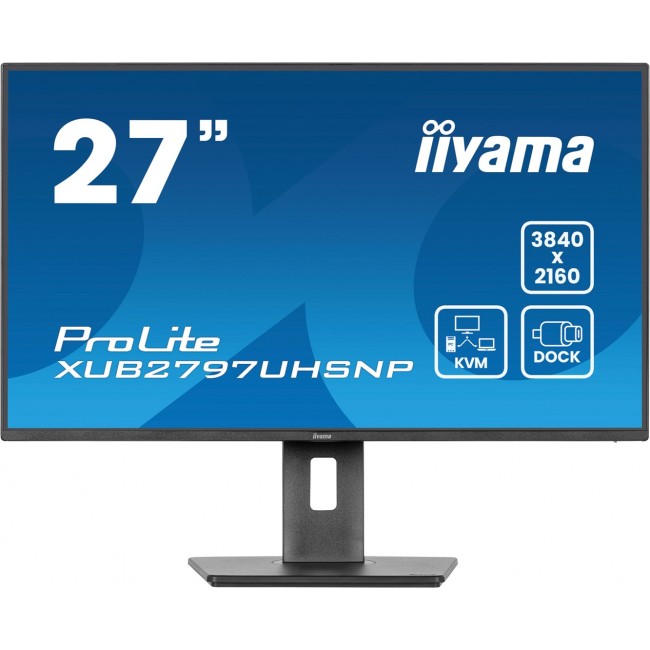 iiyama ProLite 27 4K IPS technology panel with RJ45 (LAN), KVM Switch and USB-C Dock with 96W power delivery