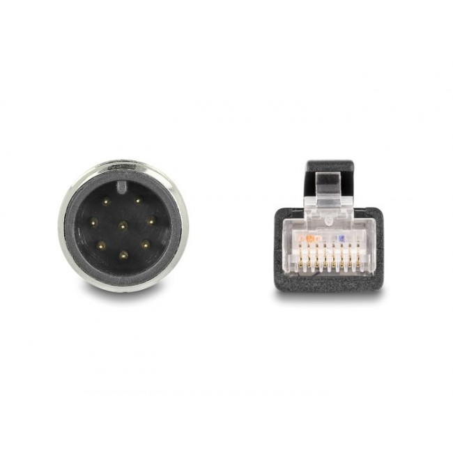 DeLOCK M12 Cable A-coded 8 pin male to RJ45 male PVC 5 m