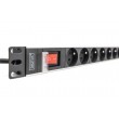 Digitus Socket strip with aluminum profile and switch, 8-way CEE 7/5, 2 m cable safety plug with grounding contact