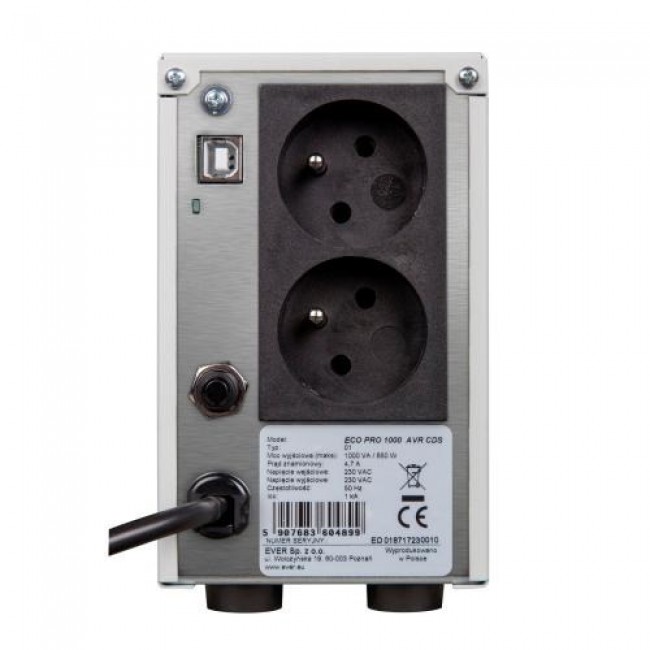 Ever ECO PRO 1000 AVR CDS Line-Interactive 1 kVA 650 W 2 AC outlet(s) Ever ECO PRO 1000 AVR CDS Line-Interactive 1 kVA 650 W 2 AC outlet(s)