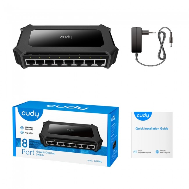 Cudy GS108D network switch Gigabit Ethernet (10/100/1000) Black Cudy GS108D network switch Gigabit Ethernet (10/100/1000) Black