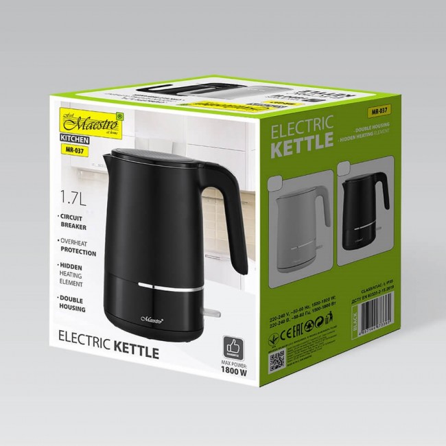 Maestro MR-037 electric kettle 1.7 L 1800 W (MR-037-BLACK) Black Maestro MR-037 electric kettle 1.7 L 1800 W (MR-037-BLACK) Black