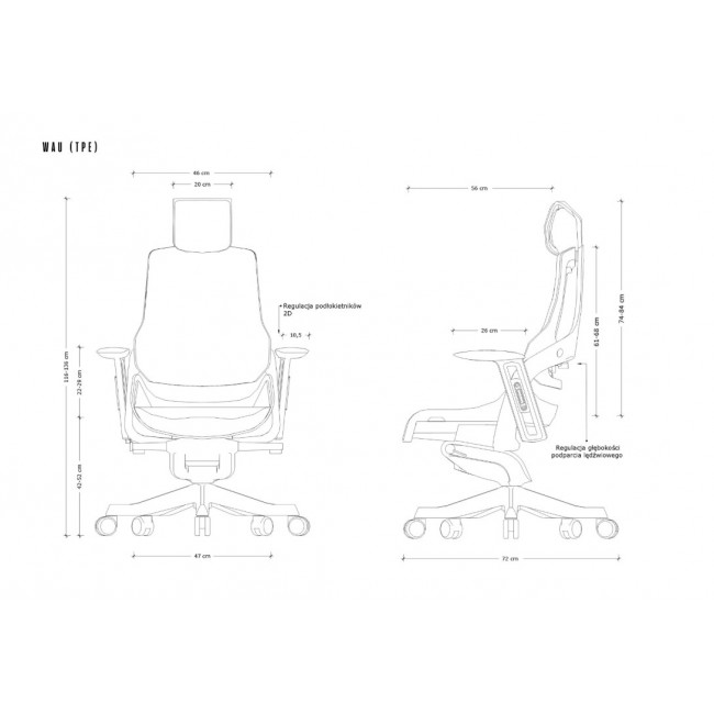 Wau TPE-8 office chair, grey/white elastomer