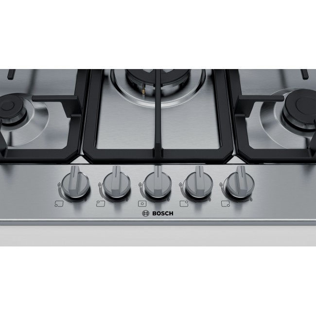 Bosch Serie 4 PGQ7B5B90 hob Stainless steel Built-in 75 cm Gas 5 zone(s) Bosch Serie 4 PGQ7B5B90 hob Stainless steel Built-in 75 cm Gas 5 zone(s)