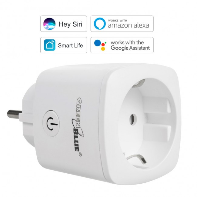 GreenBlue WiFi remote controlled socket, Android/iOS/Alexa/Google Home, energy cons. Energy, timer, max 3680W, type F, GB720 F