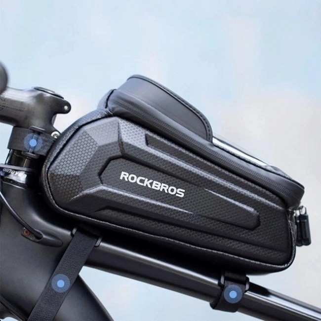 Rockbros B68-1 Bike frame bag Phone pocket 1.7l Black Rockbros B68-1 Bike frame bag Phone pocket 1.7l Black