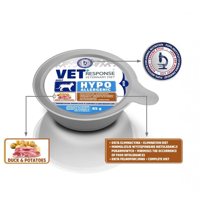VET RESPONSE Hypoallergenic Duck - wet cat food - 85g