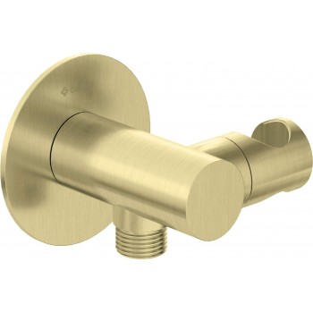 Round angled connector with handset holder