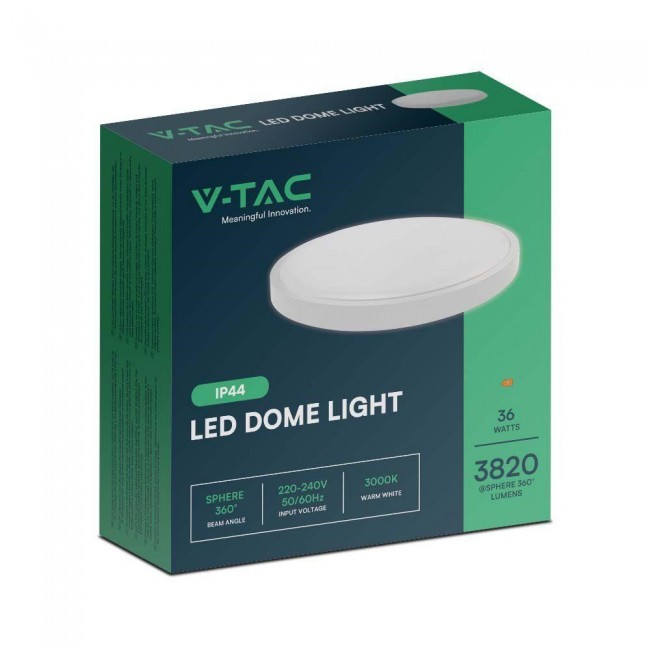 Plafond V-TAC VT-8630 surface-mounted 36W LED IP44 42cm 4000K 3820lm (SKU 76221) White Plafond V-TAC VT-8630 surface-mounted 36W LED IP44 42cm 4000K 3820lm (SKU 76221) White