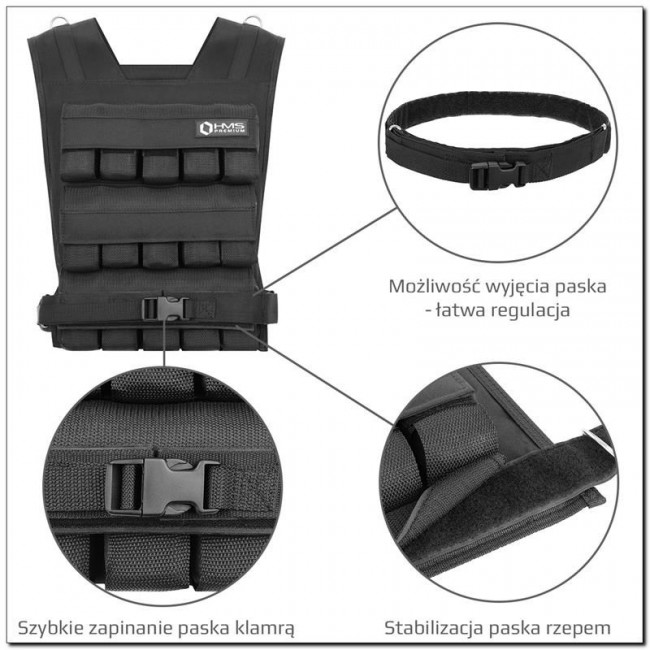 HMS Fitness KTO30 weighted vest Steel Black HMS Fitness KTO30 weighted vest Steel Black