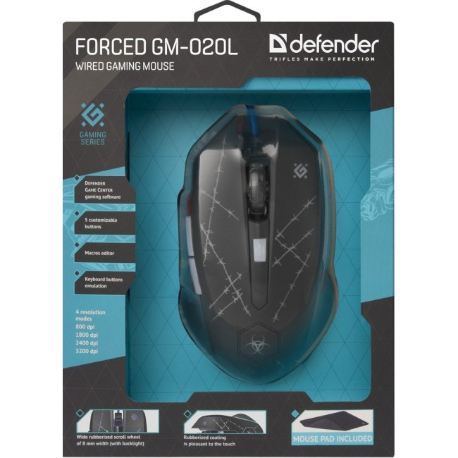Defender Forced GM-020L mouse Gaming Ambidextrous USB Type-A Optical 3200 DPI Defender Forced GM-020L mouse Gaming Ambidextrous USB Type-A Optical 3200 DPI
