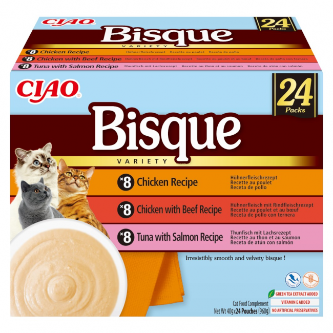 INABA Ciao Bisque Creamy soup with chicken, beef and fish - cat treats - 24x40g