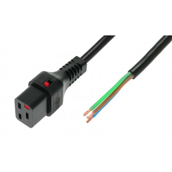 OPEN/IEC C19 Straight Cable 5m black power supply with IEC LOCK