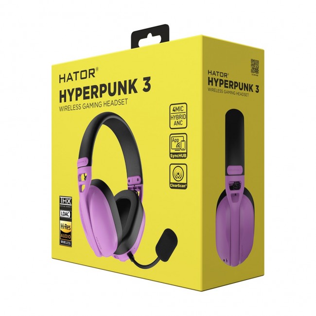 HATOR Hyperpunk 3 Wireless Headset Wired & Wireless Head-band Gaming USB Type-C / USB Type-A Bluetooth Violet