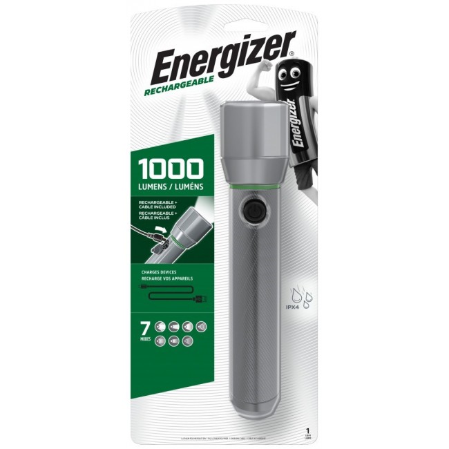 Energizer Metal Vision HD Rechargeable LED Handheld Flashlight 1000 LM, USB charging Energizer Metal Vision HD Rechargeable LED Handheld Flashlight 1000 LM, USB charging